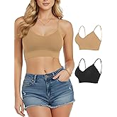 ZENUTA 2PCS Women's V-Neck Padded Seamless Straps Bralette, Everyday Basic Sleeping Bra, Sports Bras for Women