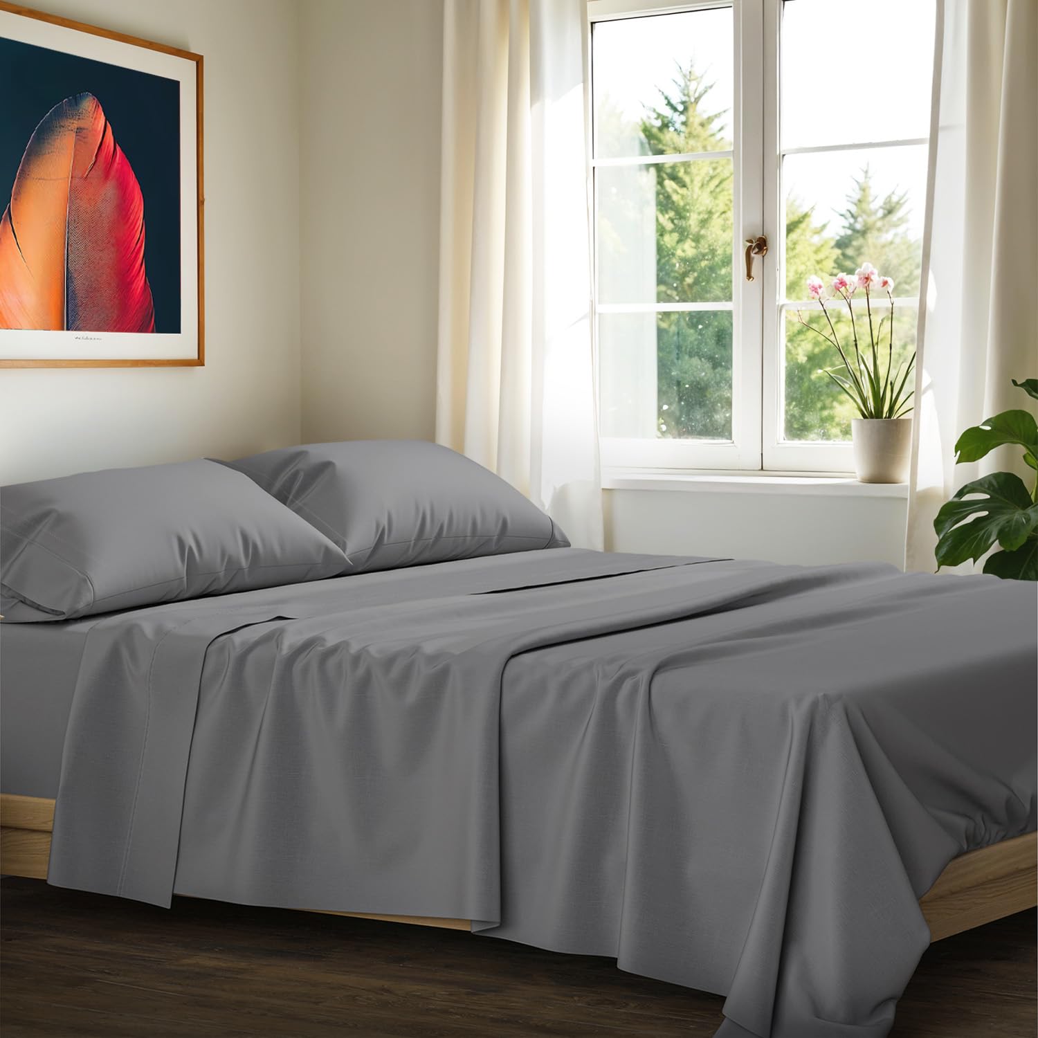 Photo 1 of Ashton Sheets 100% Egyptian Cotton King Size Sheets Set - Luxury 1200 Thread Count Egyptian Cotton Sheets King Size, 17" Deep Pocket, Soft, Cooling Sateen Weave Hotel Quality Bedding Set - Dark Grey