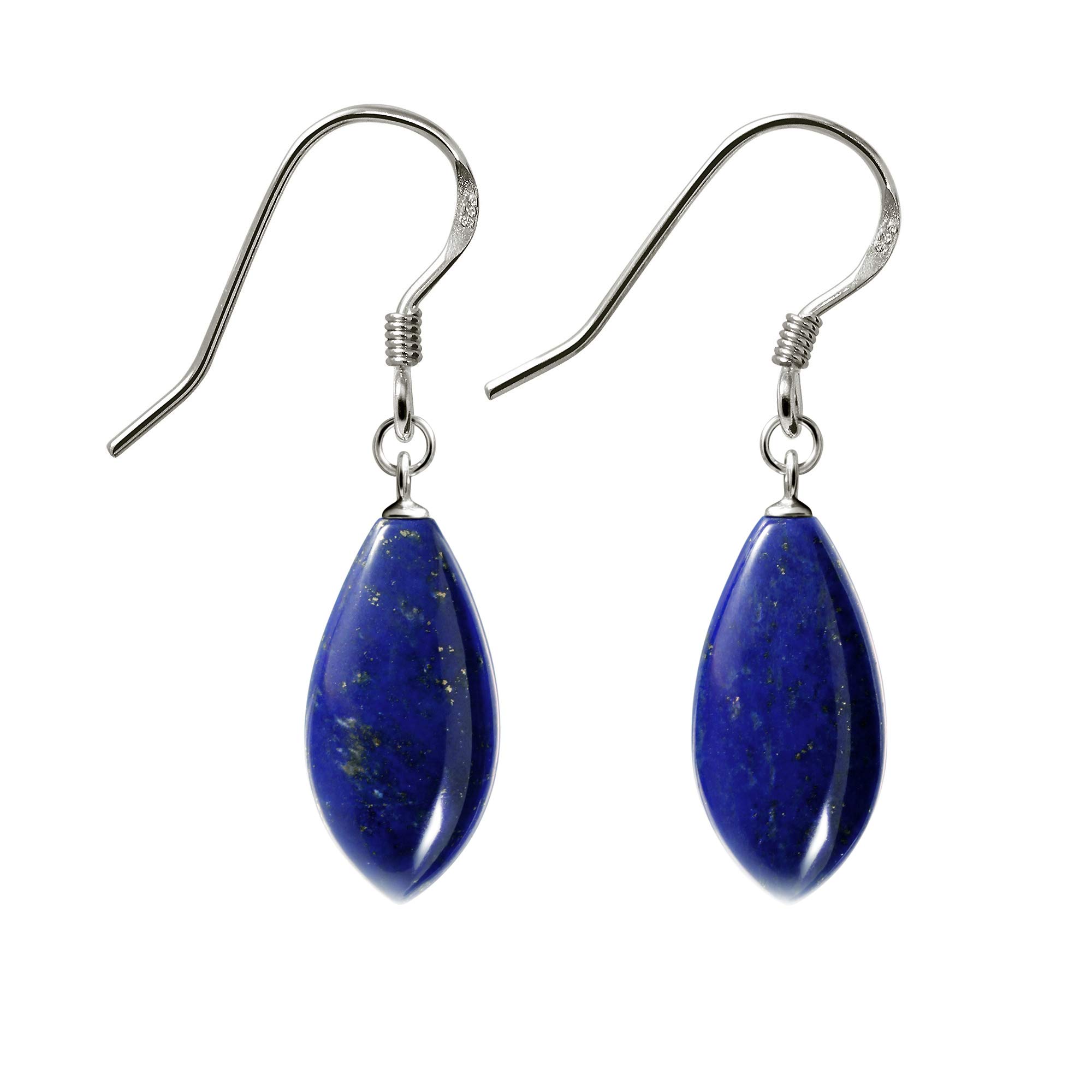 Franki Baker Blue Natural Lapis Lazuli Gemstone & 925 Sterling Silver Drop Earrings. Gem Grade A+ Length: 4cm