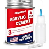 Berkland Acrylic Bonding Cement, 4 oz with Applicator Bottle | Clear fast-setting glue for plexiglass, acrylic sheets &amp; display cases - applicator bottle for clean seams