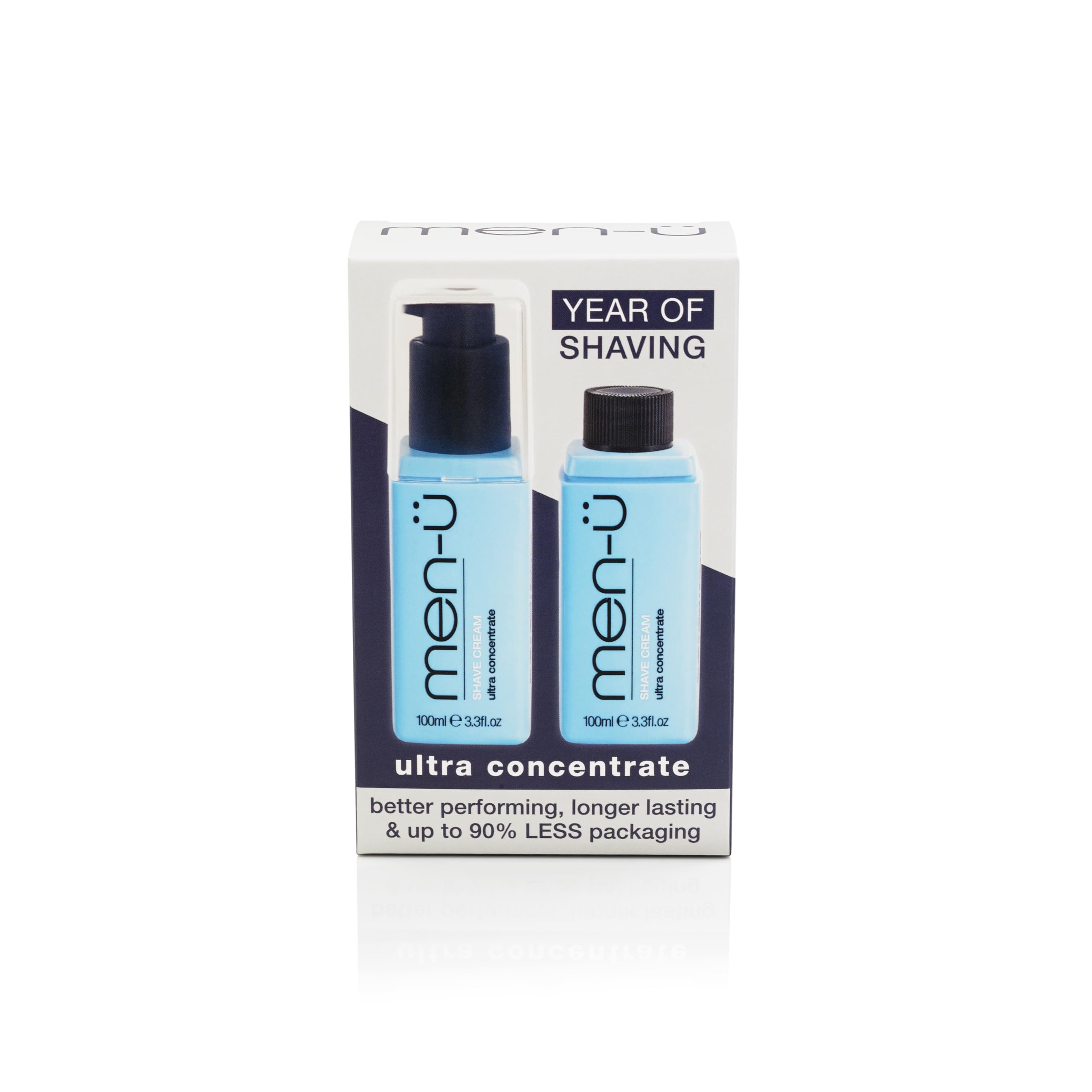 men-u Ultra-Concentrate Formula High Performance Vegan Shaving cream 100ml for Men plus REFILL Bottle with high proportion of modern active ingredients