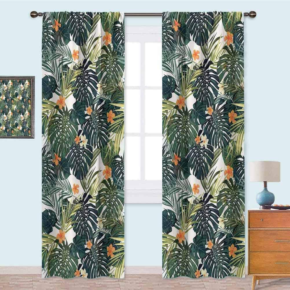 YUAZHOQI Curtains, Botanic Tropic Leaves and Flowers