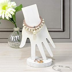 MOOCA 6 Pcs Real Wooden Hand Form Jewelry Display