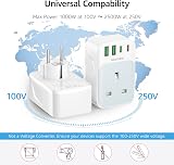 toomke UK to EU Adapter Plug 35W PD USB-C 4 Ports Type E/F Travel view 3
