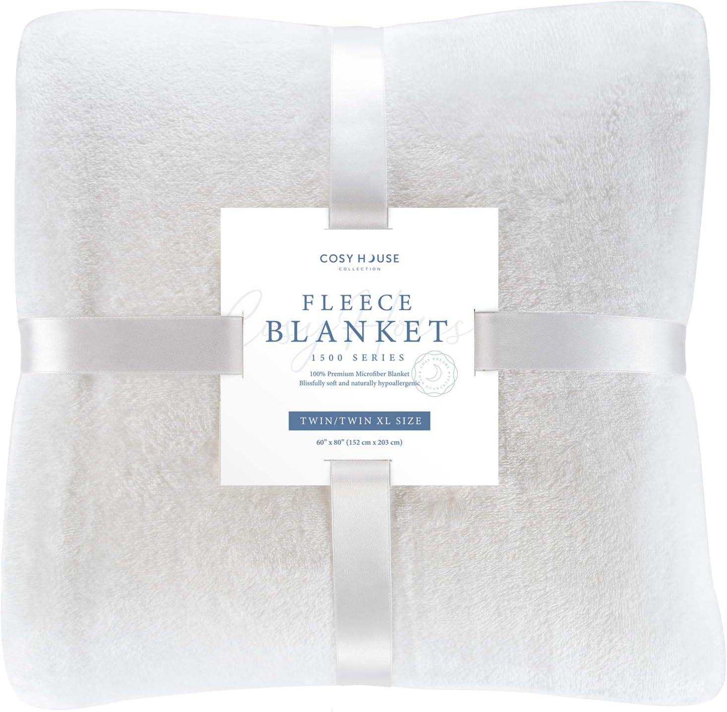 Cosy House Collection Twin/Twin XL Size Fleece Blanket – All Season, Lightweight & Plush Hypoallergenic - Microfiber Blankets for Bed, Couch or Travel - White: Kitchen & Dining