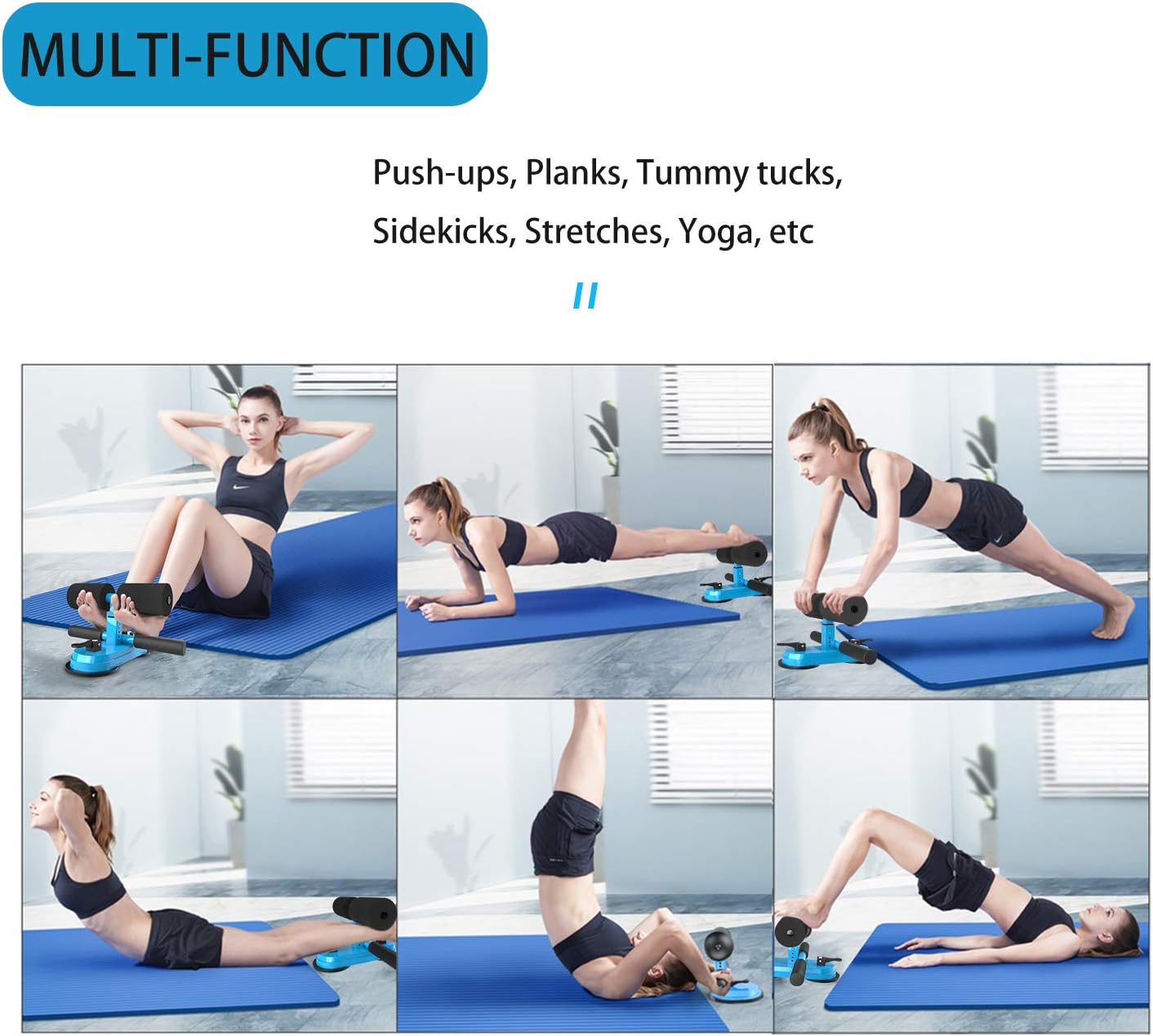 AERLANG Sit Up Bar for Floor, Upgraded Portable Sit Up Assistant Device Abdomen Exerciser with 2 Suction Cups, Adjustable Self-Suction Sit Up Bar, Household Fitness Equipment for Body Building : Sports & Outdoors