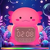 Aokpsrt Axolotl Alarm Clock with Night Light for Kids, Rechargeable Silicone Lamp Time to Wake Clock，Cute Animal Tabletop Lamp, Perfect Sleep Companion for Boys Girls