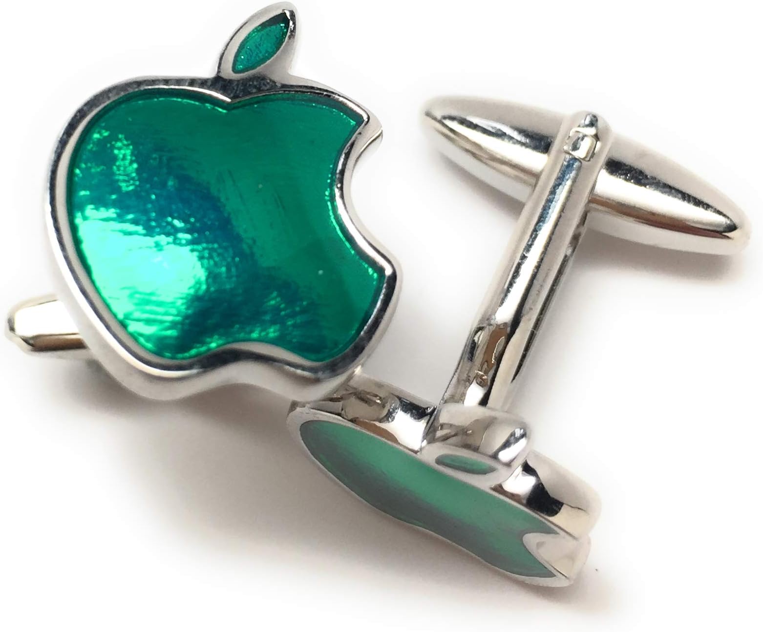 Green Apple Logo Computer Mac iphone ipad itouch Cufflinks Cuff Links