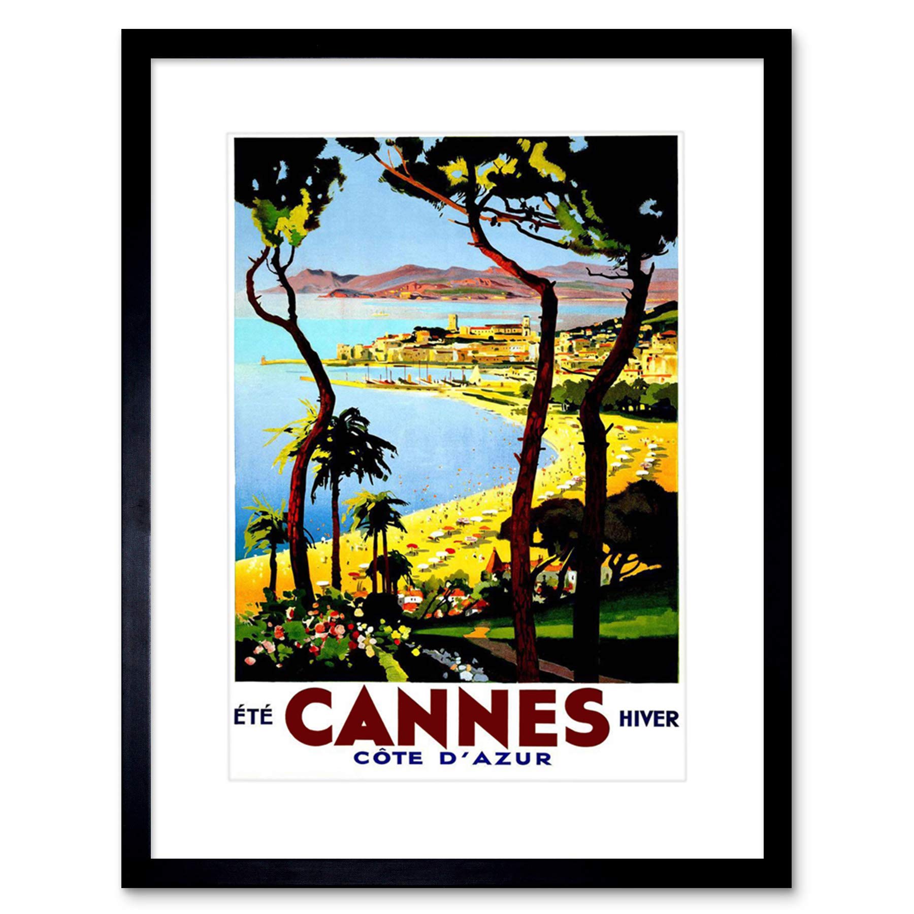Wee Blue Coo Ad Cannes Cote D'azur Beach Film Festival Picture Framed Wall Art Print