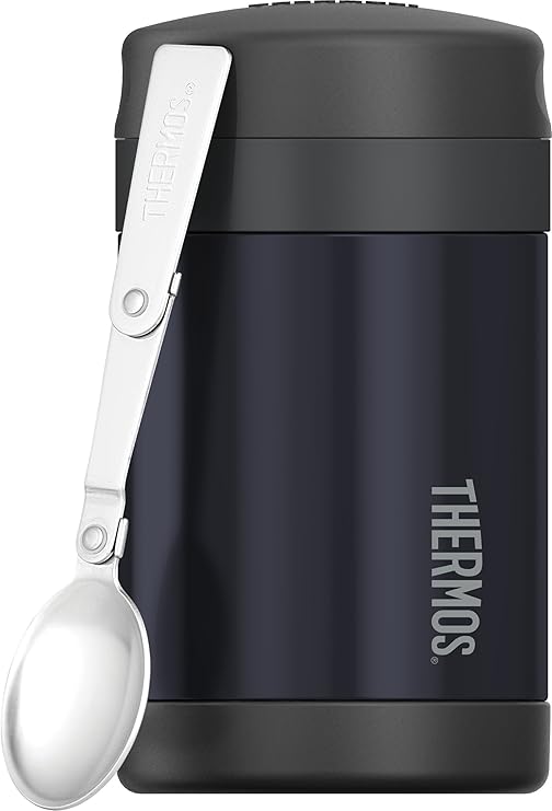 Thermos Stainless Steel Food Flask with Spoon, Midnight Blue, 470 ml