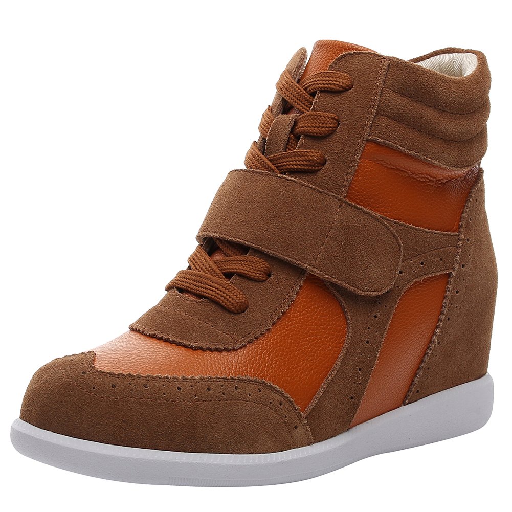 Women's Hidden Wedge Heel Elegant Hook Loop Comfortable Suede Fabric Trainers Shoes