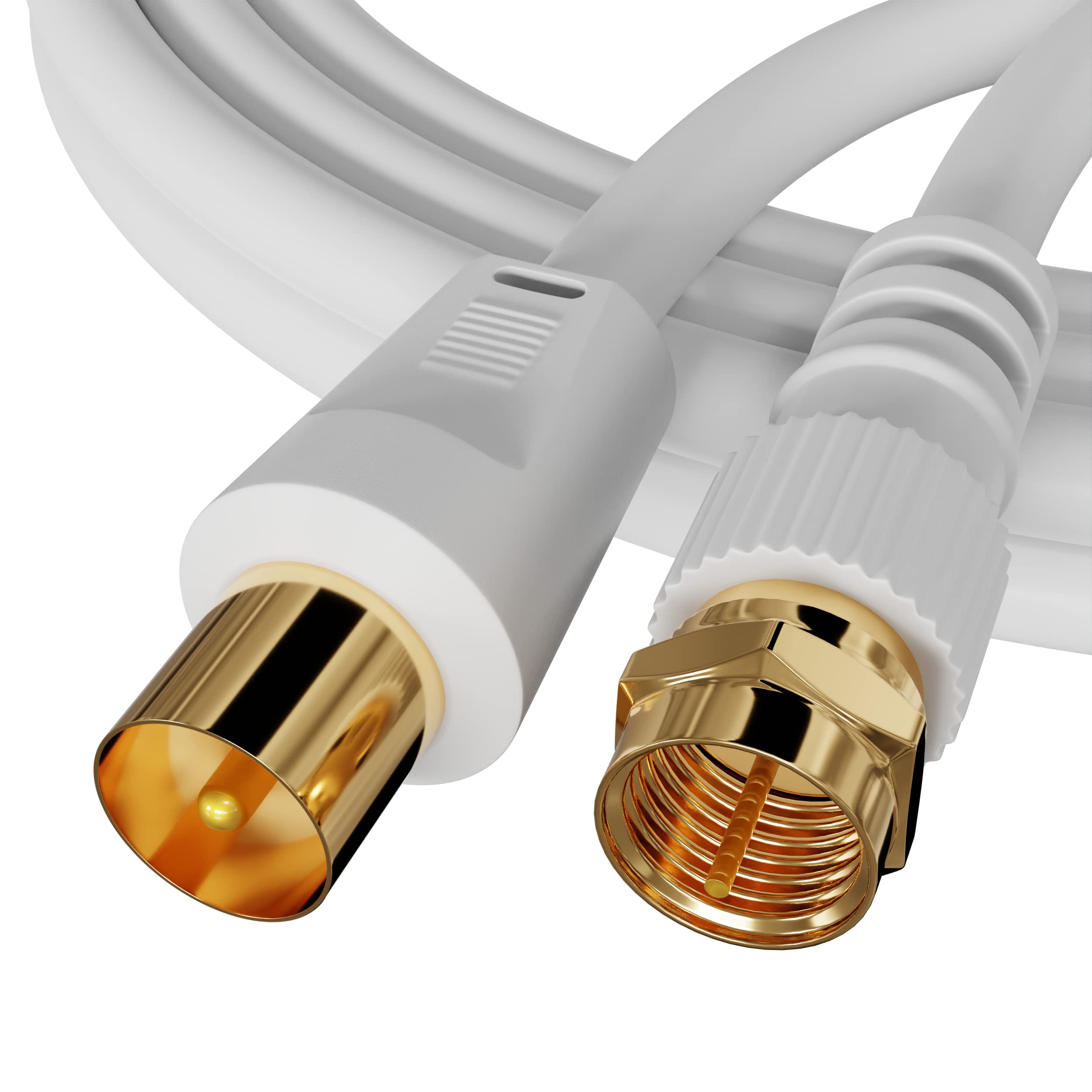 ConnectingU White 10m TV Aerial Cable Male to Satellite F-Type Connector Male Cable