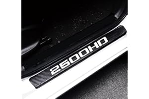 MAXDOOL 4Pcs Car Door Sill Protector Reflective 4D Carbon Fiber Sticker Decoration Door Entry Guard Door Sill Scuff Plate Stickers Compatible with Silverado Sierra 2500HD (White)