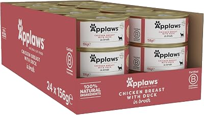 Applaws 100% Natural Wet Cat Food Chicken with Duck in Broth 24 x 156g