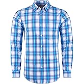 TOPORUS Mens Plaid Long Sleeve Button Down Western Casual Shirt Slim Fit Shirts
