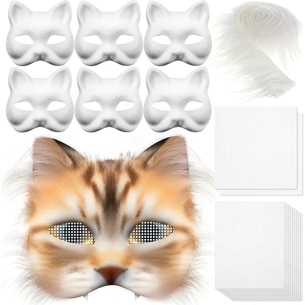 LRXIYODE Máscara De Gato De Media Cara Naranja – EVA Y Tela, Unisex, Accesorio Divertido Para Disfraces De Halloween, Cosplay, Festivales De Música Y Carnaval