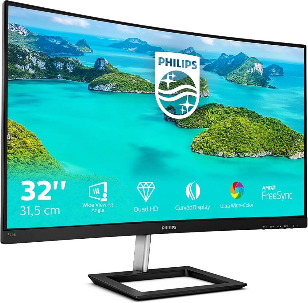 Philips 325E1C 32 In Curved Monitor QHD 75Hz VA FreeSync