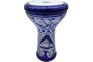 The 17'' Wave Zaza Percussion Egyptian Style Darbuka Doumbek (Blue - Engraved)