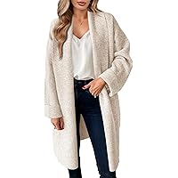 Women's Oversized Hooded Cardigan Coat - Long Open Front Sweater Coat With Pockets, Fall/Winter Layer