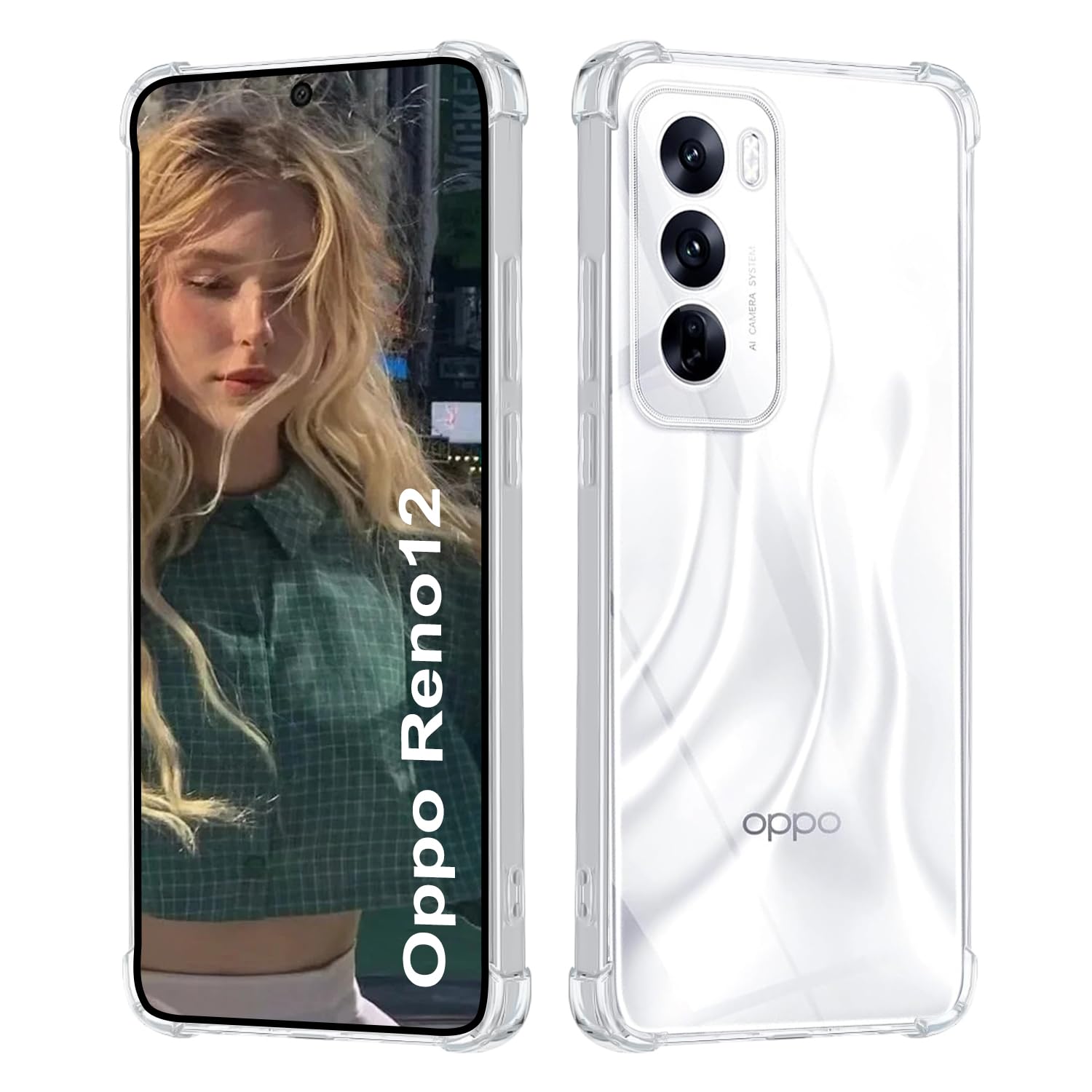 ISOI - Case Compatible with Oppo Reno 12 5G Mobile Phone Case, with Shockproof Airbag Bumper, Comprehensive Protection, Ultra Thin Soft TPU Silicone Protective Case - Transparent