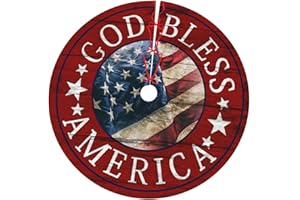 LUMANSITTER July 4th Patriotic God Bless America American Flag 36 Inch Christmas Tree Skirt Carpet Mat Funny Party Decor Supplies for Xmas Halloween Decorations Occasion