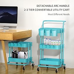 ALVOROG 3-Tier Rolling Utility Cart Storage Shelves