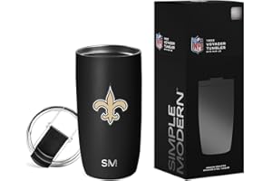 Simple Modern Officially Licensed NFL New Orleans Saints 16oz Travel Coffee Tumbler with Flip Lid | Stainless Steel Cup | Football Gifts for Men, Women | Voyager Collection | New Orleans Saints