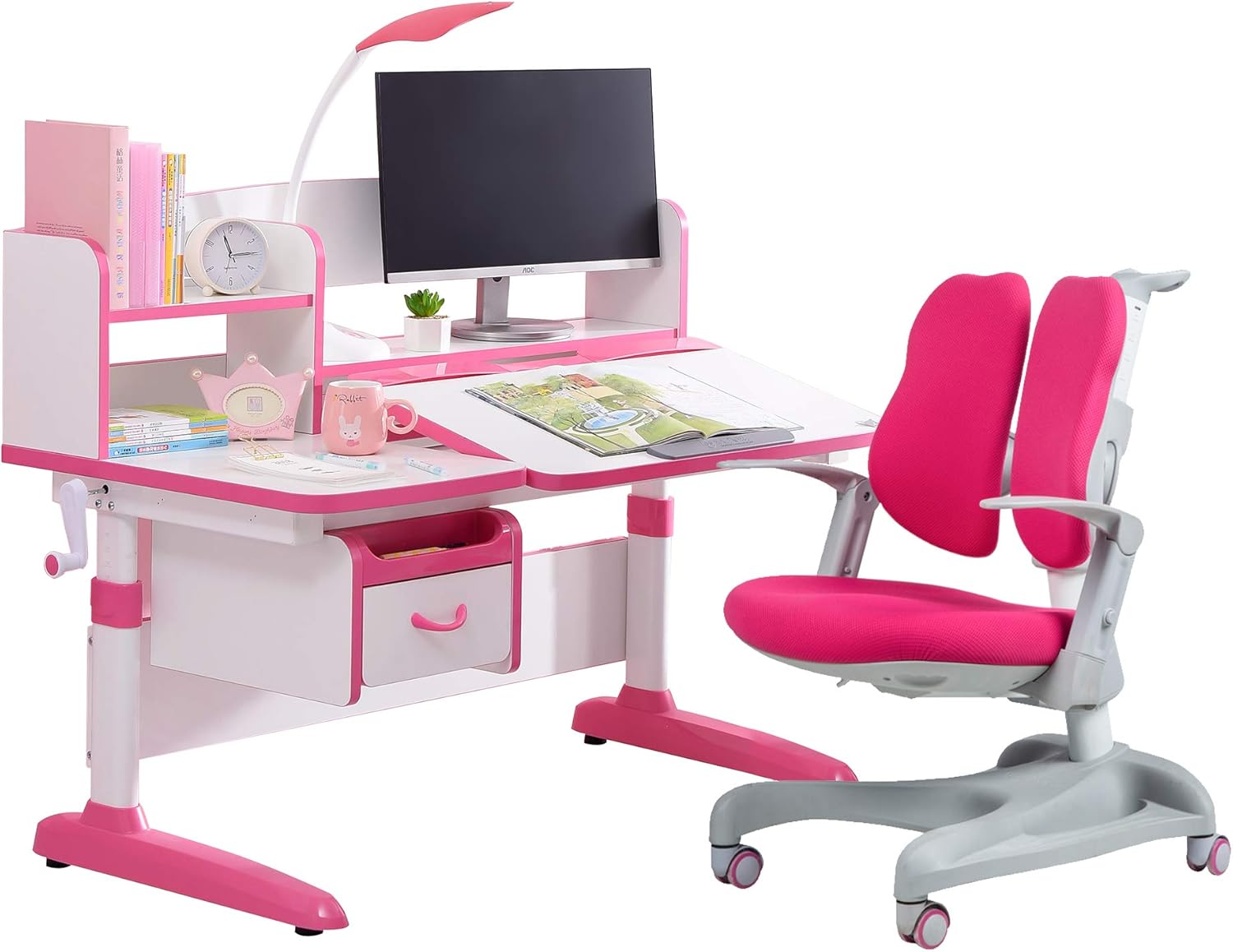 Totguard Ergonomic Kids Desk and Chair Set Children Study Table Height