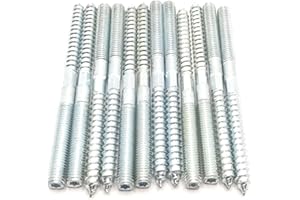 HAOZHENG Hanger Bolt M8x110 Silvery Double Headed Bolt Self-Tapping Screw with Hexagon for Furniture 12Pcs