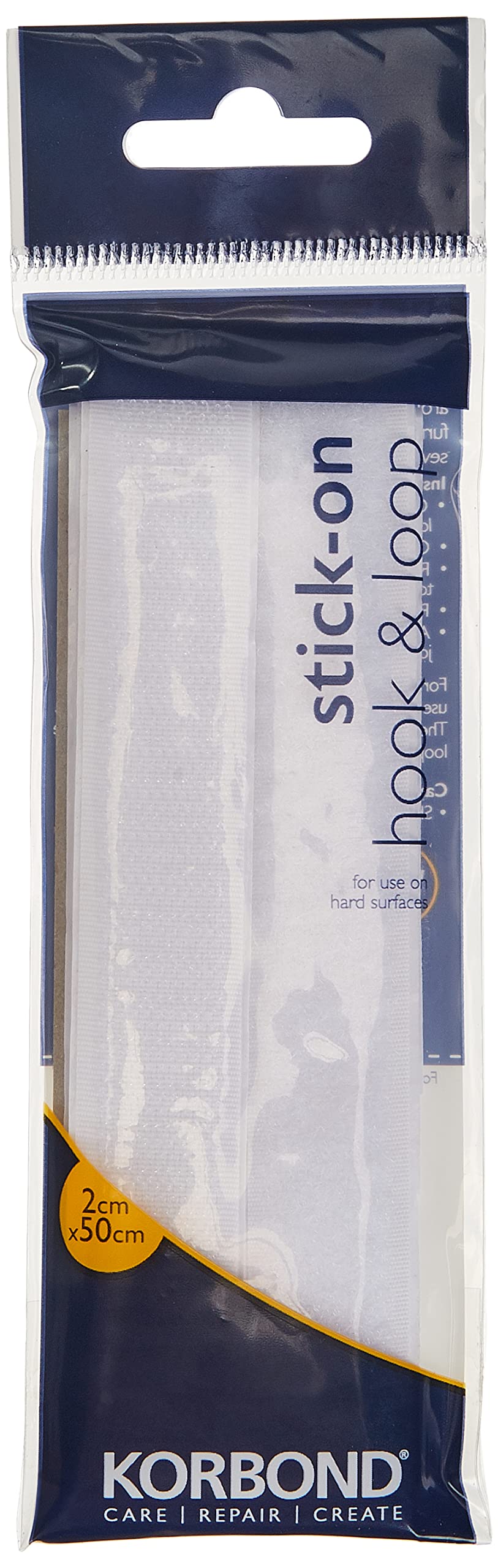 KORBOND HOOK&LOOP STICK ON WHITE 2CM X 50CM