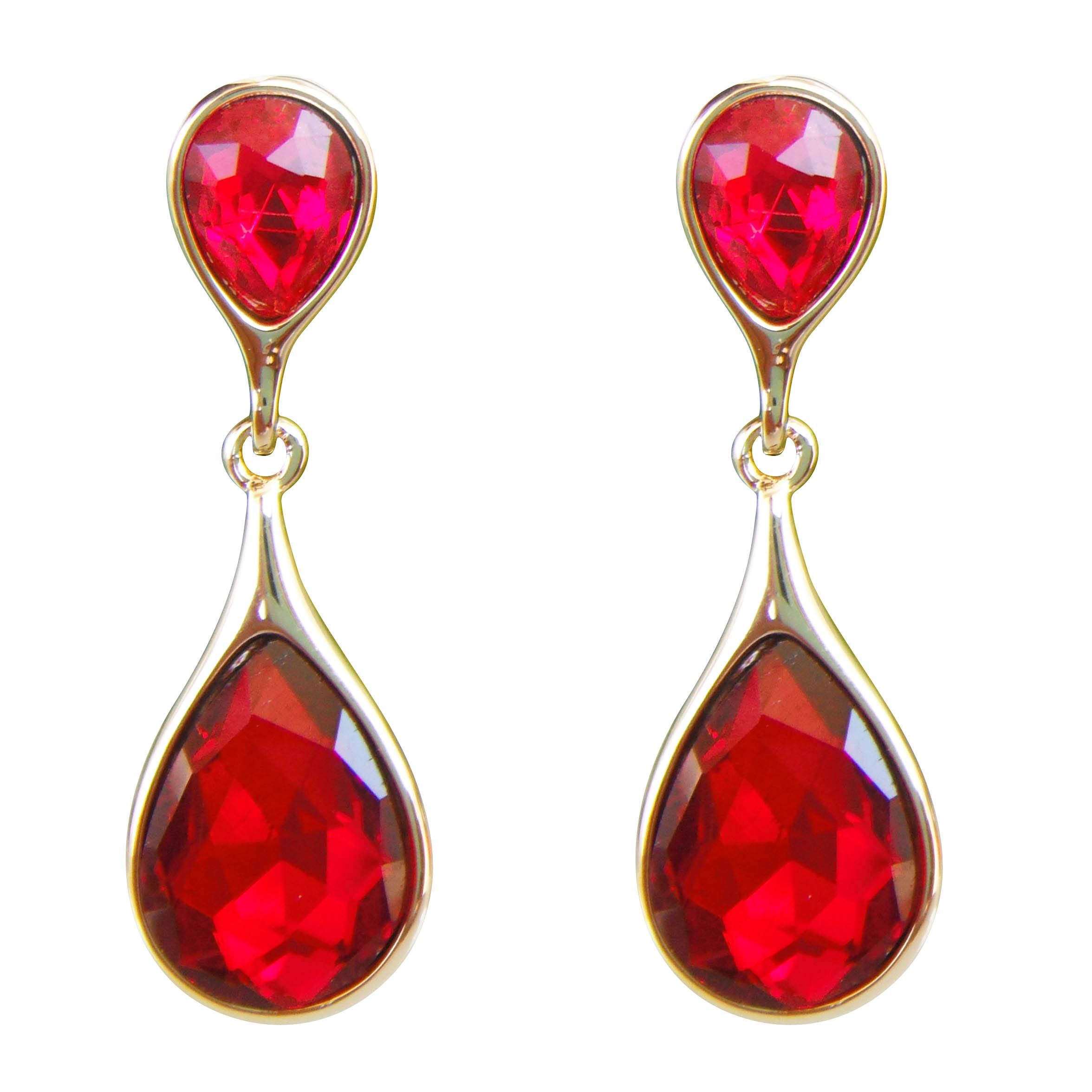 Navachi 18k Gold Plated Crystal Red Pear Zircon Water Drop Dangle Az1117e Stud Earrings