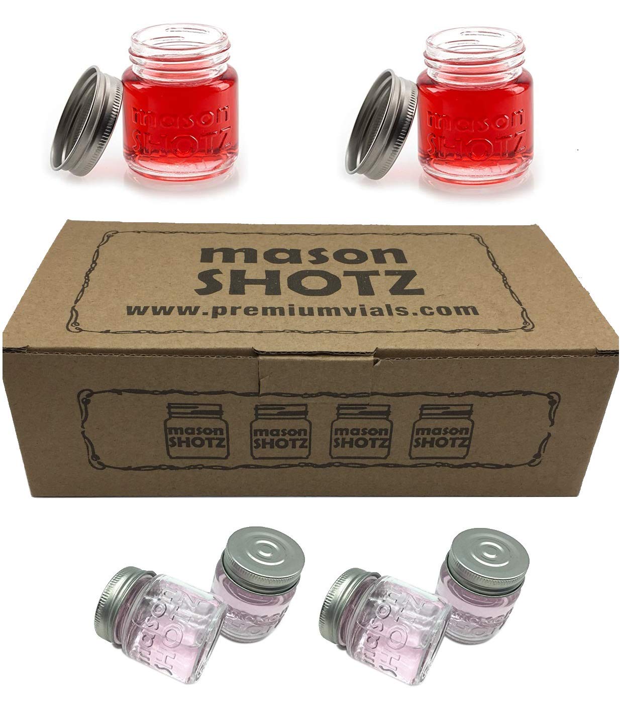 Premium Vials Mason Jar Shot Glasses with Lids (Set of 8) – Mason Jar 2 Ounce Shot Glasses w/Leak-Proof Lids - Great For Shots, Drinks, Favors, Candles And Crafts