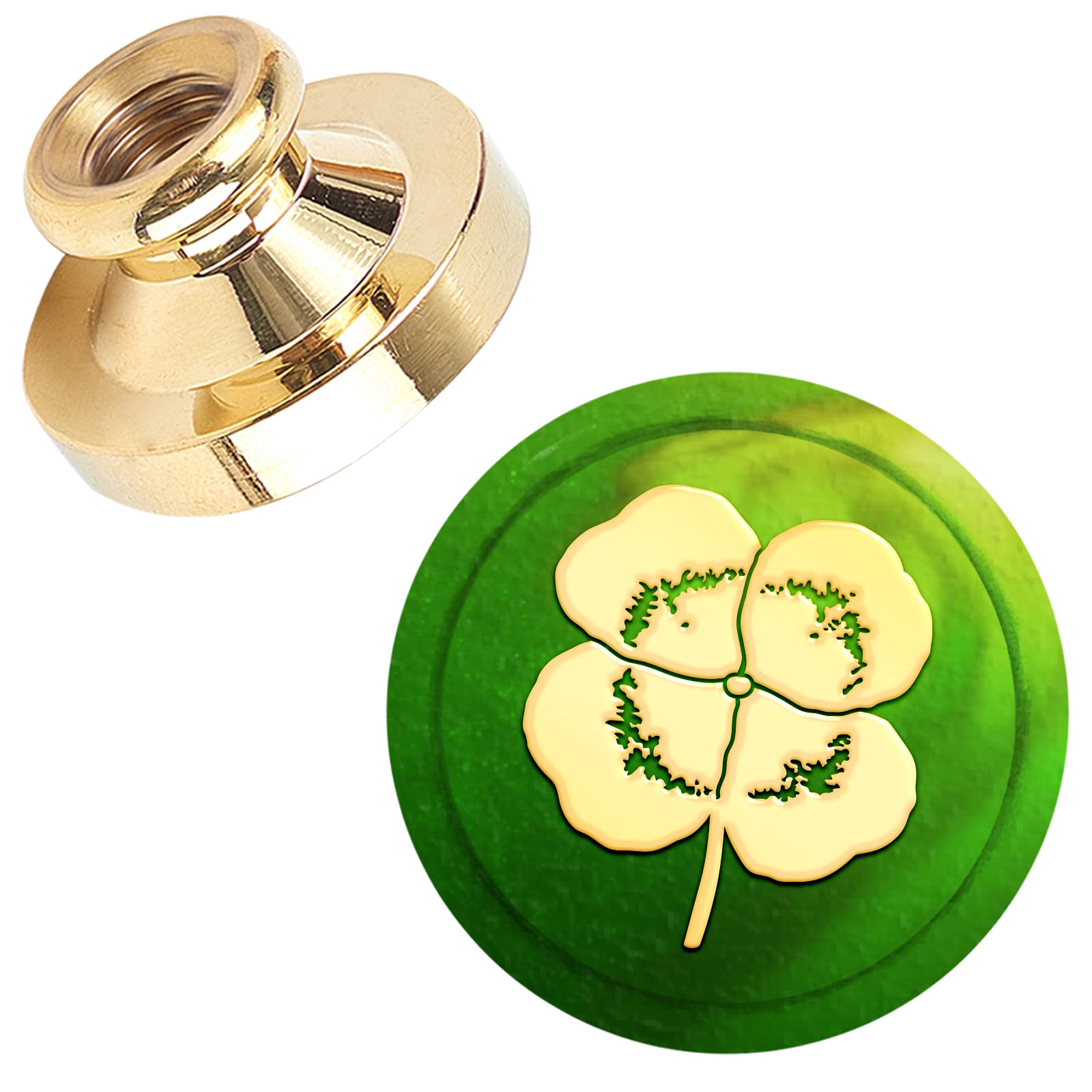 CRASPIRE Wax Seal Stamp Head Four Leaf Clover St. Patrick's Day Sealing Brass Stamp Head for St. Patrick's Day Creative Gift Envelopes Invitations Cards Decoration