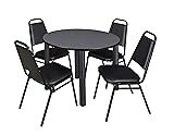 Kee 42" Round Breakroom Table- Grey/ Black & 4