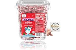 RANDA'S RECIPES Mini Peppermint Candy Canes, Made With Real Peppermint, 260 Count Tub With Randa's Recipe Card