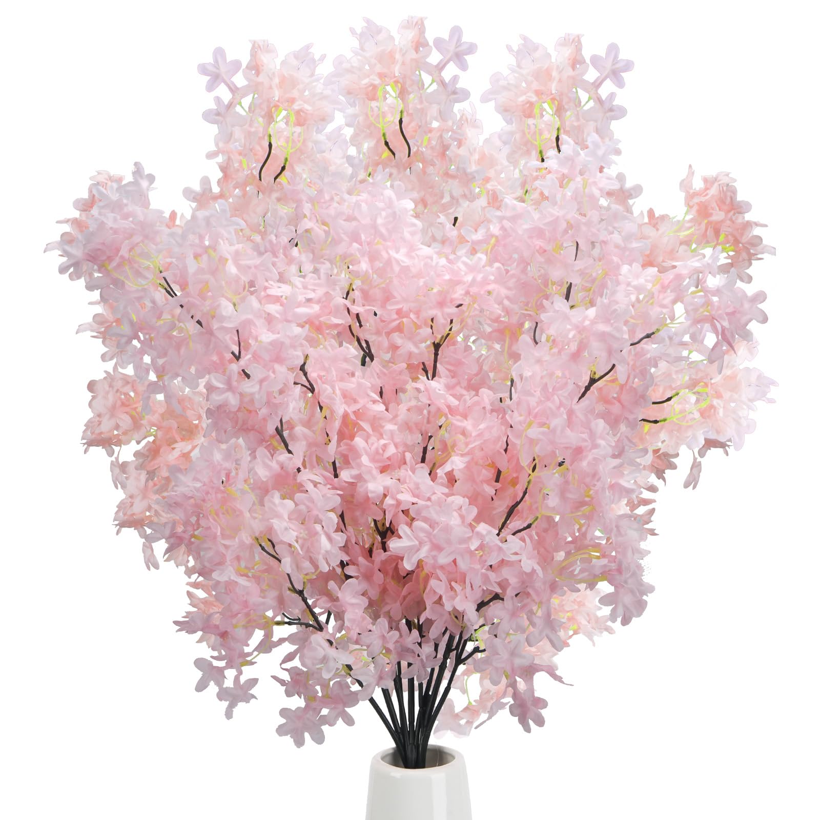 Photo 1 of Fairblo 3PCS 37 Inches Artificial Cherry Blossom Flower Branches Silk Plastic Plant Faux Floral Arrangement for Home Indoor Outdoor Wedding Table Vase Decorations (Pink)