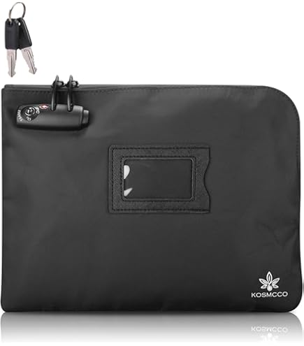 BankSupplies Bolsa De Dinero Con Cierre - Nylon Laminado Negro - 10W X 8H
