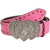 Blindery Women Western Belt Silver Buckle Leather Belt for Jeans Pants Cowgirls Cowboys Waist Belts for Men