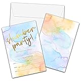Pastel Rainbow Slumber Birthday Invitations with
