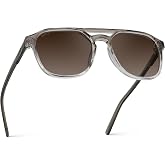 WearMe Pro Hunter Men's Polarized Sunglasses, Double-Bridge Aviator Style | Shatter-Resistant Lenses, Lightweight Acetate Frame, Durable 5-Barrel Hinges, Includes Microfiber Pouch for Cleaning/Storage