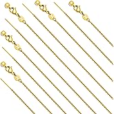 Crisjanggo 10 Pcs Stainless Steel Adjustable Necklace Chains 20 Inch Gold Plated 1 mm Thin Chain Bulk with Rubber Stopper for Jewelry Making