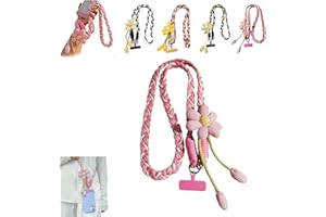 Cute Floral Phone Crossbody Lanyard, Handmade Braided Flower Cell Phone Neck Strap with T-Clip, Universal Adjustable Charm Wr