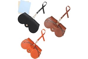Chfory Soft Leather Sunglasses Bag, Portable Glasses Case, Slim Sunglasses Pouch, Travel Glasses Organizer Bag with Strap