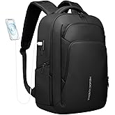 17.3 Inch Laptop Backpack for Travel Work Office College, 30L Water Resistant Casual Daypack, Lightweight Computer Backpack for Men Women, Business Laptop Bag with USB Charging Port - Black