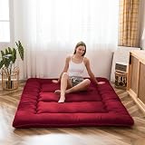 MAXYOYO Futon Mattress King Size 8-10cm Memory Foam Floor Mattress Burgundy
