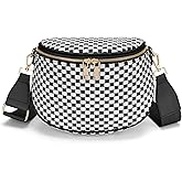 FODOKO Woven Crossbody Bag for Women weave Leather Bum Bags Checkered Purse with zipper