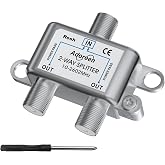 Adoreen 2-Way Coaxial Cable Splitter, 10-2602MHz Mini Bi-Directional Digital Signal RG6/RG59 Coax Indoor&amp;Outdoor for CATV, Satellite, Antenna, MoCA, Internet, Modem + Screwdriver-1 in 2 Out Ports