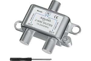 Adoreen 2-Way Coaxial Cable Splitter, 10-2602MHz Mini Bi-Directional Digital Signal RG6/RG59 Coax Indoor&Outdoor for CATV, Satellite, Antenna, MoCA, Internet, Modem + Screwdriver-2 Ports
