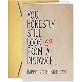 Qamza Funny 70 Year Old Birthday Card, Humorous 70th Birthday Card for Dad Mom Husband Wife Grandpa Grandma Friend, Ideal Born In 1956 Card for Him Her
