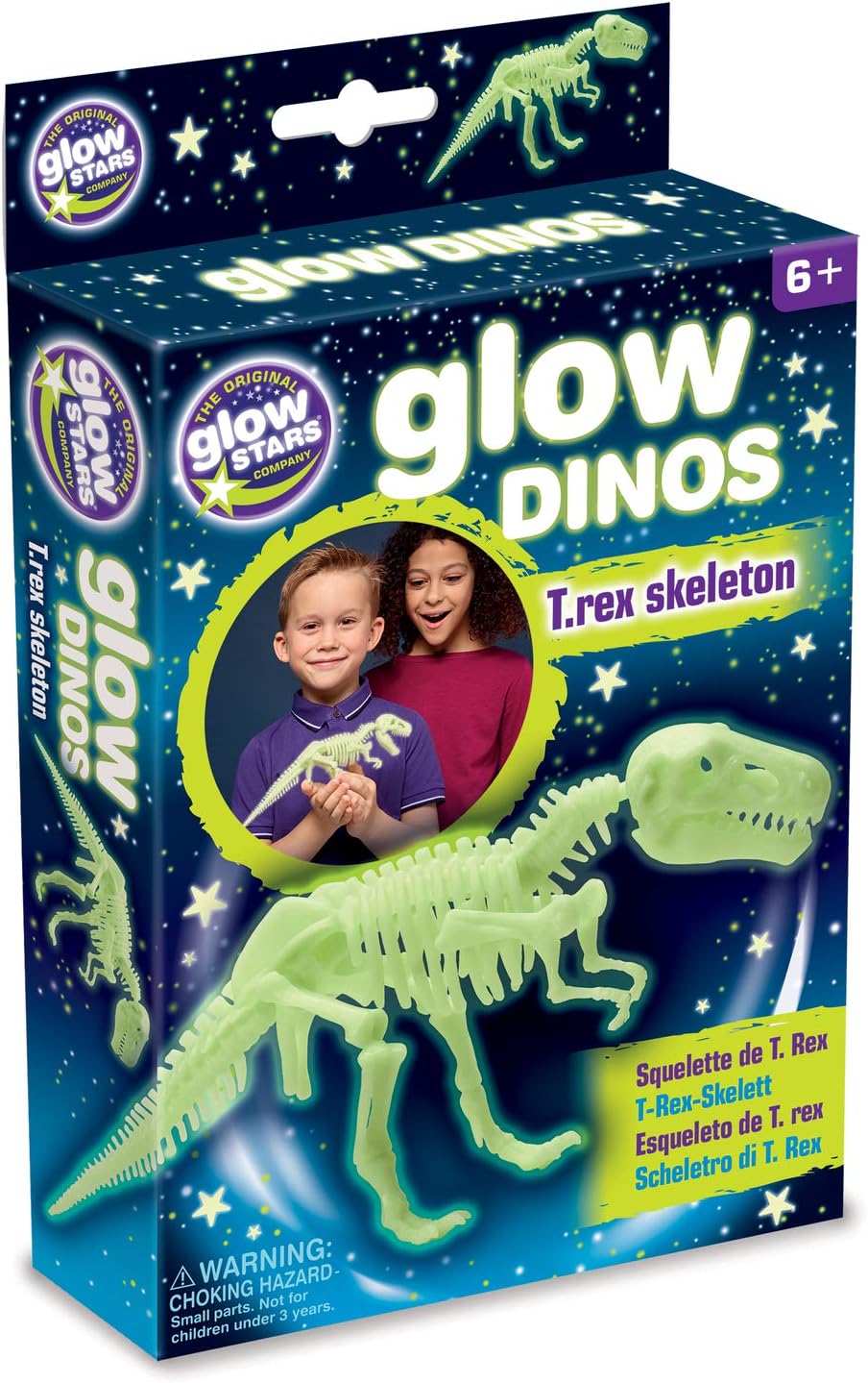 The Original Glow Stars Glow-in-The-Dark Dinos T-Rex Skeleton Designed for Children Ages 3+ Years